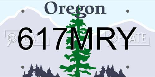 617MRY Oregon License Plate