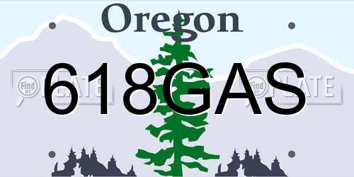 618GAS Oregon License Plate