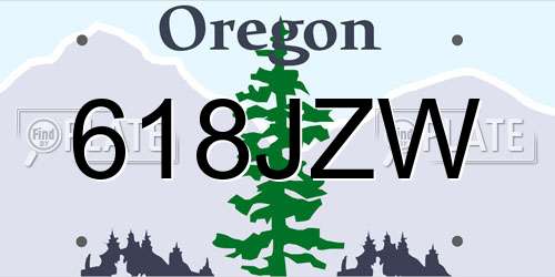 618JZW Oregon License Plate