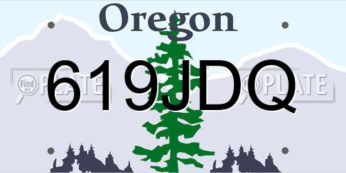 619JDQ Oregon License Plate