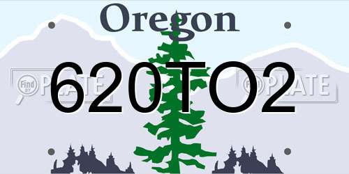 620TO2 Oregon License Plate