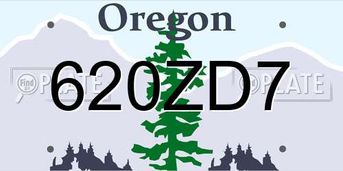620ZD7 Oregon License Plate