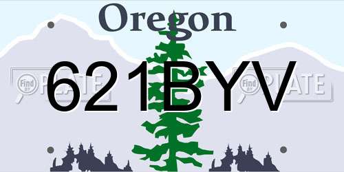 621BYV Oregon License Plate
