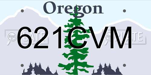 621CVM Oregon License Plate