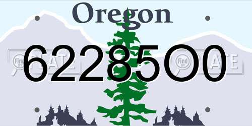 62285O0 Oregon License Plate