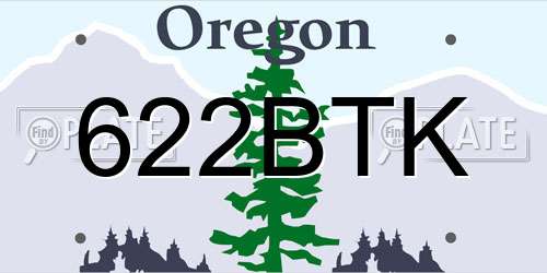 622BTK Oregon License Plate
