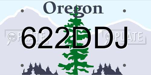 622DDJ Oregon License Plate