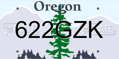 622GZK Oregon License Plate