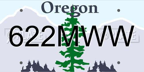 622MWW Oregon License Plate