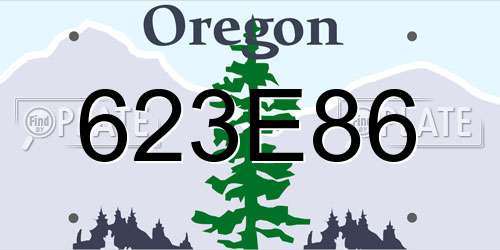 623E86 Oregon License Plate