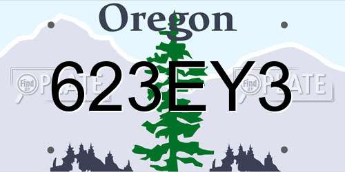 623EY3 Oregon License Plate