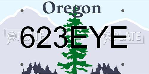 623EYE Oregon License Plate