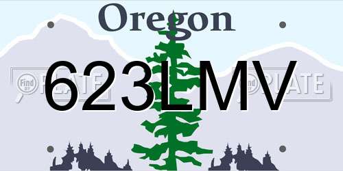 623LMV Oregon License Plate