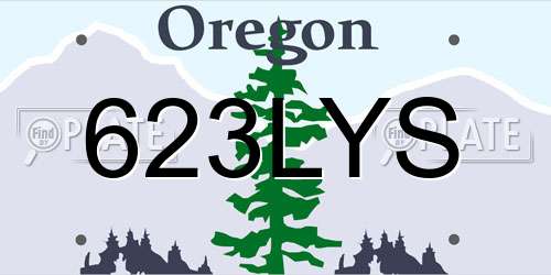 623LYS Oregon License Plate