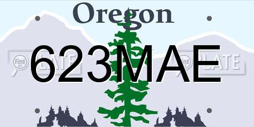 623MAE Oregon License Plate