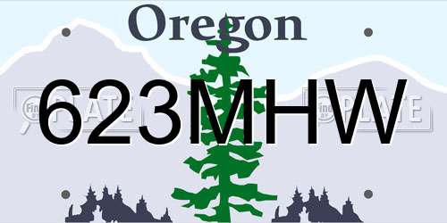 623MHW Oregon License Plate