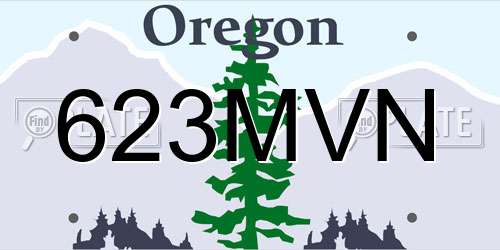 623MVN Oregon License Plate