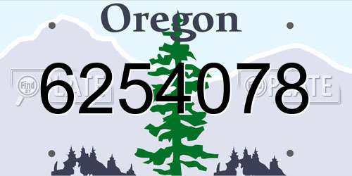 6254078 Oregon License Plate
