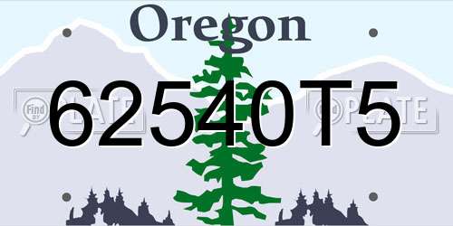 62540T5 Oregon License Plate