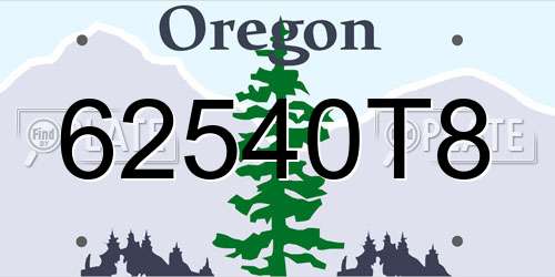 62540T8 Oregon License Plate