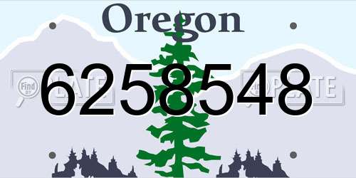 6258548 Oregon License Plate
