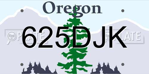 625DJK Oregon License Plate