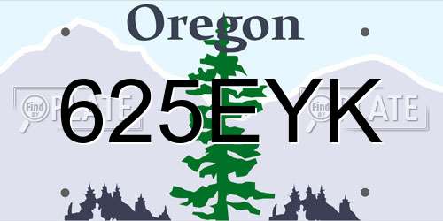 625EYK Oregon License Plate