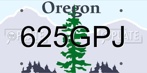 625GPJ Oregon License Plate
