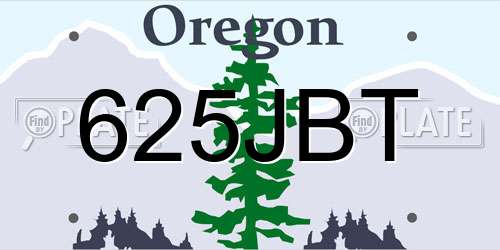 625JBT Oregon License Plate