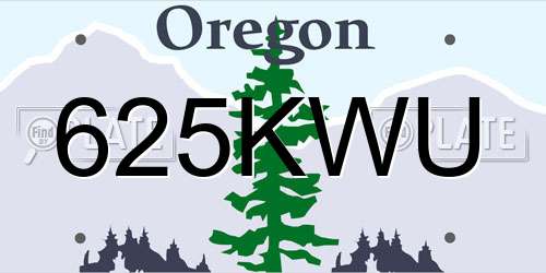625KWU Oregon License Plate