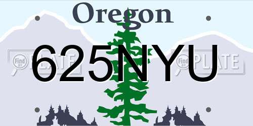 625NYU Oregon License Plate