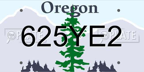 625YE2 Oregon License Plate