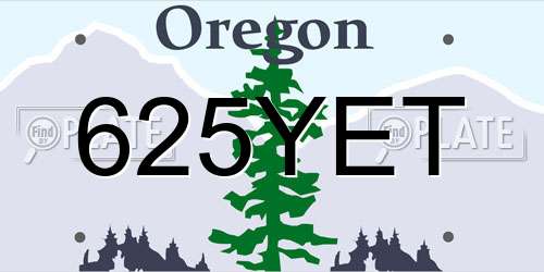 625YET Oregon License Plate