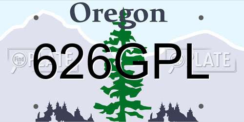 626GPL Oregon License Plate