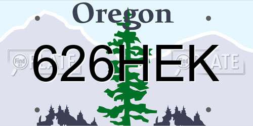 626HEK Oregon License Plate