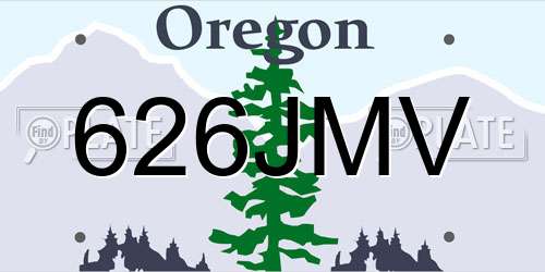 626JMV Oregon License Plate