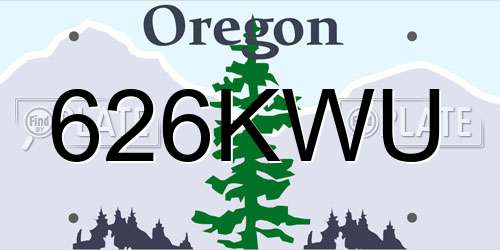 626KWU Oregon License Plate