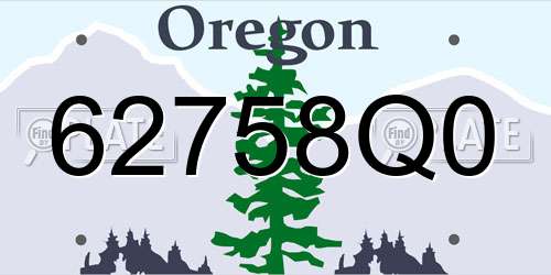 62758Q0 Oregon License Plate