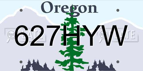 627HYW Oregon License Plate