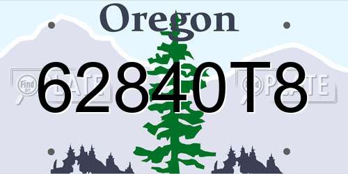 62840T8 Oregon License Plate