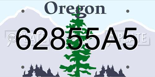 62855A5 Oregon License Plate