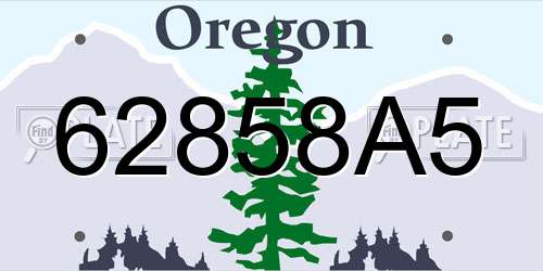 62858A5 Oregon License Plate