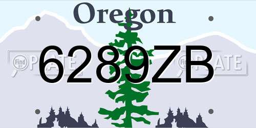 6289ZB Oregon License Plate