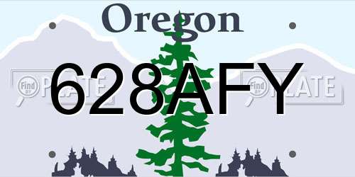628AFY Oregon License Plate