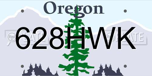628HWK Oregon License Plate