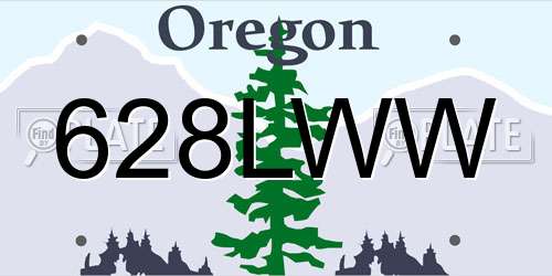 628LWW Oregon License Plate