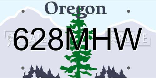 628MHW Oregon License Plate