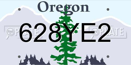 628YE2 Oregon License Plate