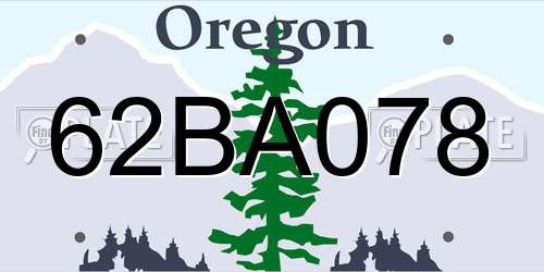 62BA078 Oregon License Plate