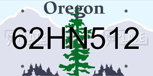 62HN512 Oregon License Plate